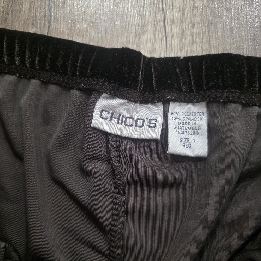 CHICOS WIDE LEG VELVET FLARE PANTS classy Brown Formal Lounge Pull On Jogger 1 - Picture 2 of 13